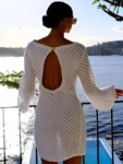 White Knit Mini Dress Front View.webp