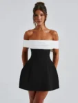 White and black mini dress front view.webp