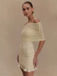Off-shoulder ruffled mini dress front.webp