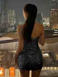 sequins off-shoulder mini dress for women