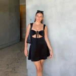 Hollow out mini dress front view.webp