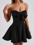 Bow strapless A-line mini dress front