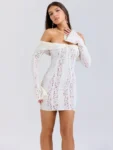 Lace white bodycon mini dress front.webp