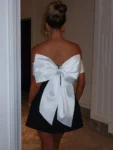 White and black mini dress front view.webp