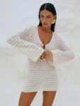 Knitted Beach Dress White Front View.webp