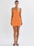 Orange knit mini beach dress front.webp