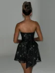 Strapless Sequin Black Mini Party Dress
