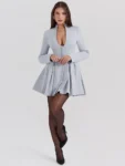 Gray Long Sleeve Pleated Mini Dress.webp