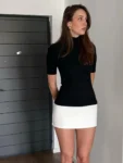 Half high collar patchwork mini dress