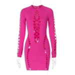 Black hollow out mini dress.webp