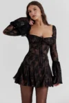 Lace Long Sleeve Mini Dress