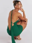 Green Halter Backless Mini Dress.webp