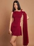 Elegant Wine Red Bodycon Mini Dress