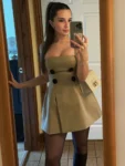 Khaki Strapless Mini Dress.webp