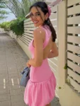 Pink Sleeveless Pleated Mini Dress.webp