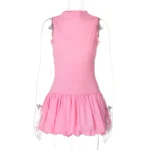 Pink Sleeveless Pleated Mini Dress.webp