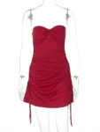 Strapless Red Ruched Mini Dress.webp