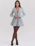 Gray Long Sleeve Pleated Mini Dress.webp